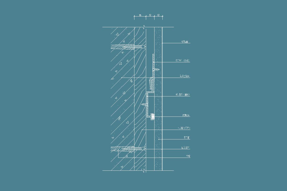 木制挂板节点-木饰面-干挂件-防滑胶条-木龙骨