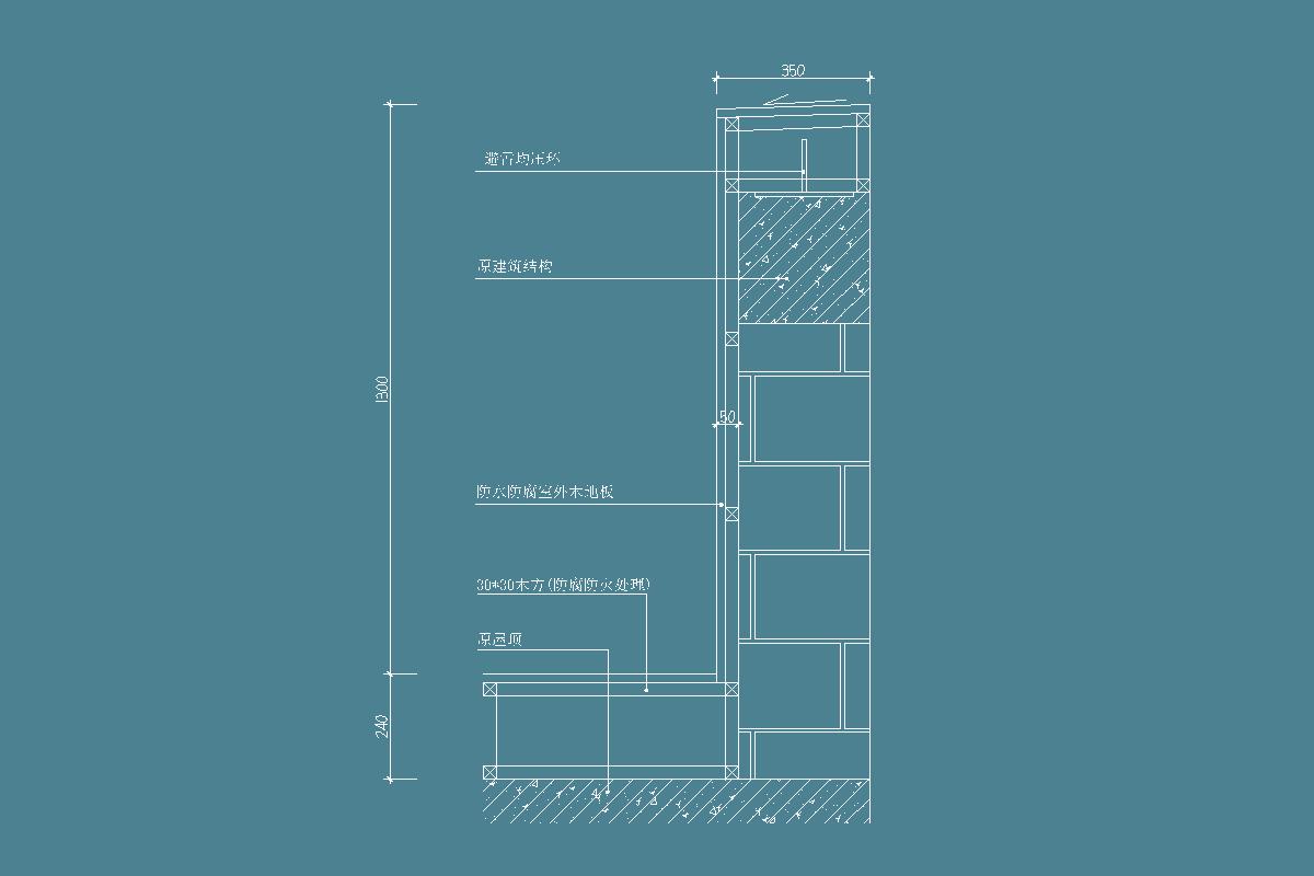 防腐木女儿墙节点-避雷均压环-防水防腐室外木地板-木方-防腐木