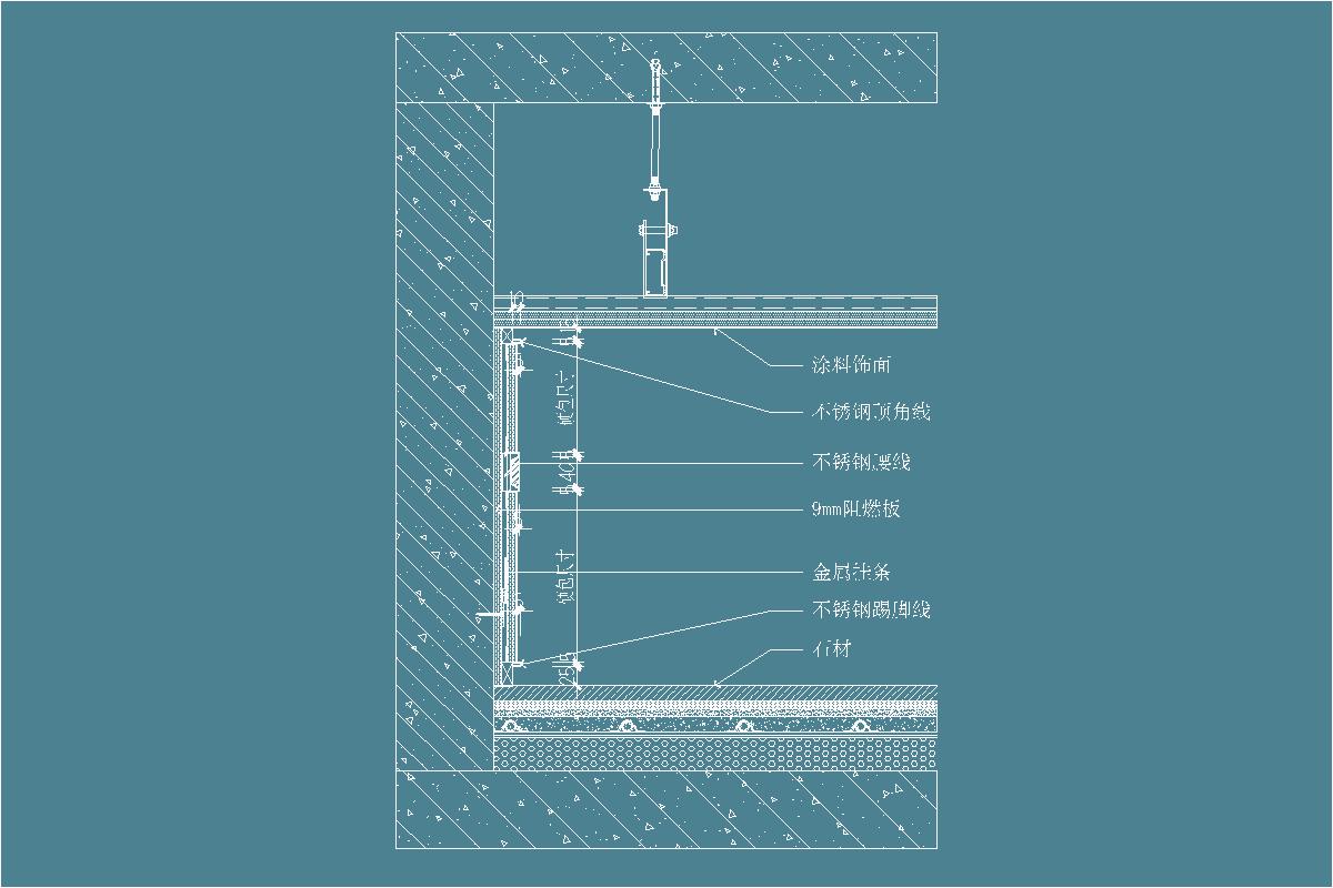 墙面节点-不锈钢腰线-不锈钢踢脚线-不锈钢顶角线-硬包
