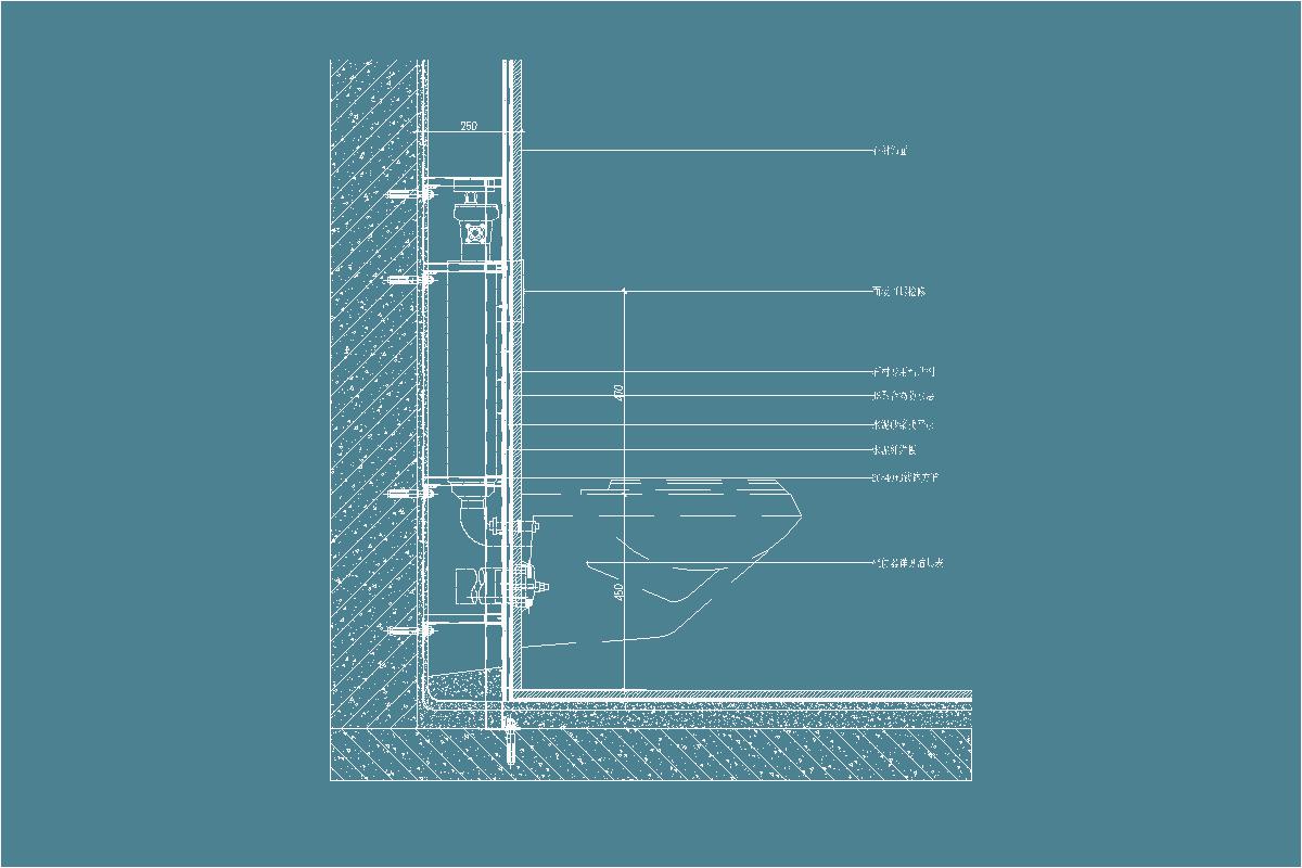 墙面节点-挂壁式坐便器-石材墙面