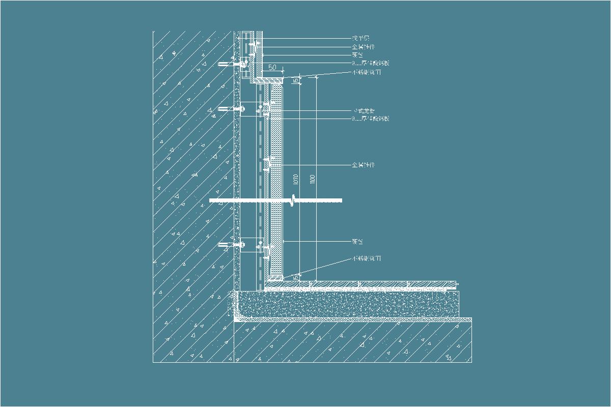 墙面节点-床头背景-不锈钢装饰条-卡式龙骨-木饰面